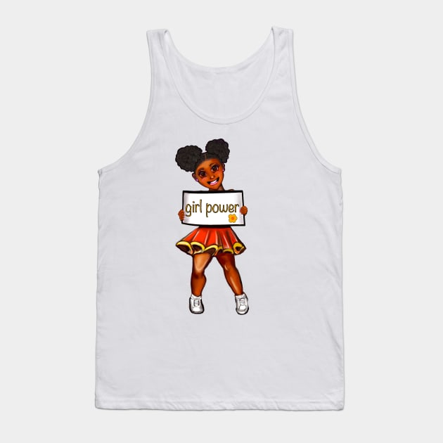 Girl power black anime manga girl cheerleader with Afro hair in puffs, brown eyes and dark brown skin side profile. Hair love ! Tank Top by Artonmytee